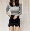 Schwarze knielange Rockhose für Damen - Sommerliche schlankmachende High-Waist-Rockshorts mit Schlitz