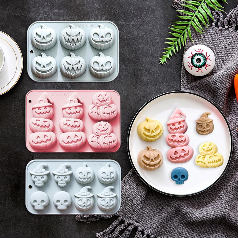 Halloween Pumpkin Theme Silicone Mold Ghost Pumpkin Baking Mold Diy Chocolate Candy Cookies Soap Cake Mould Halloween Decoration