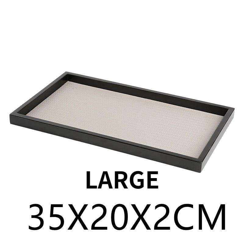 Rectangular Solid Wood Pallet Black Beige Leather Tray Home Soft Decoration Aroma Storage Tray Living Room Entryway Organizer