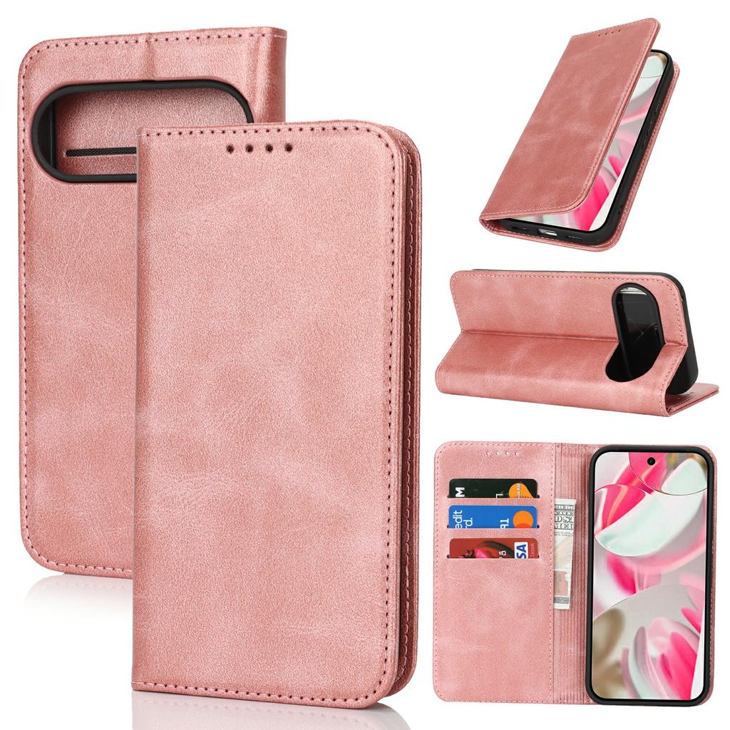 For Google Pixel 10/10 Pro Case PU Leather Calf Textured Magnetic Closing Smart Phone Cover