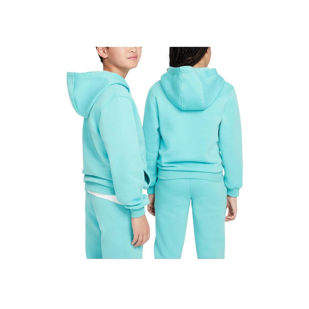 Nike Sportswear Club Pullover Hettegenser Fleece Varm Myk Barnehettegensere Grønn-Frosthvit FZ5177-126