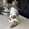 Ghost Cowboy Figurine Halloween Ghost Wearing Cowboy Hat Boots Decoration Desktop Ghost Statue for Mantel Cabinet Bookshelf