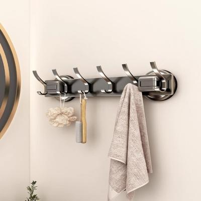 Gancho de Baño con Succión Estable Aluminio Espacial Instalación sin Herramientas Montado en la Pared Resistente Colgador de Baño