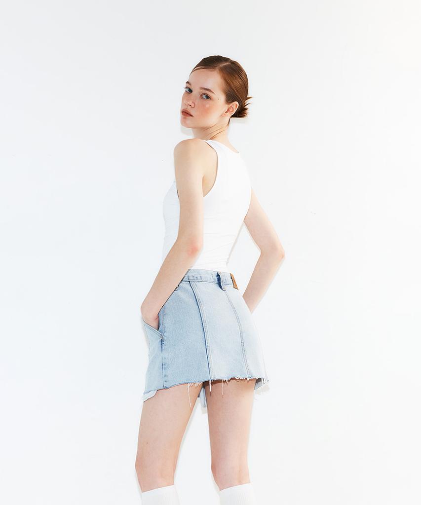 Potipo [W] Denim Short Skirt With Over Pocket Details