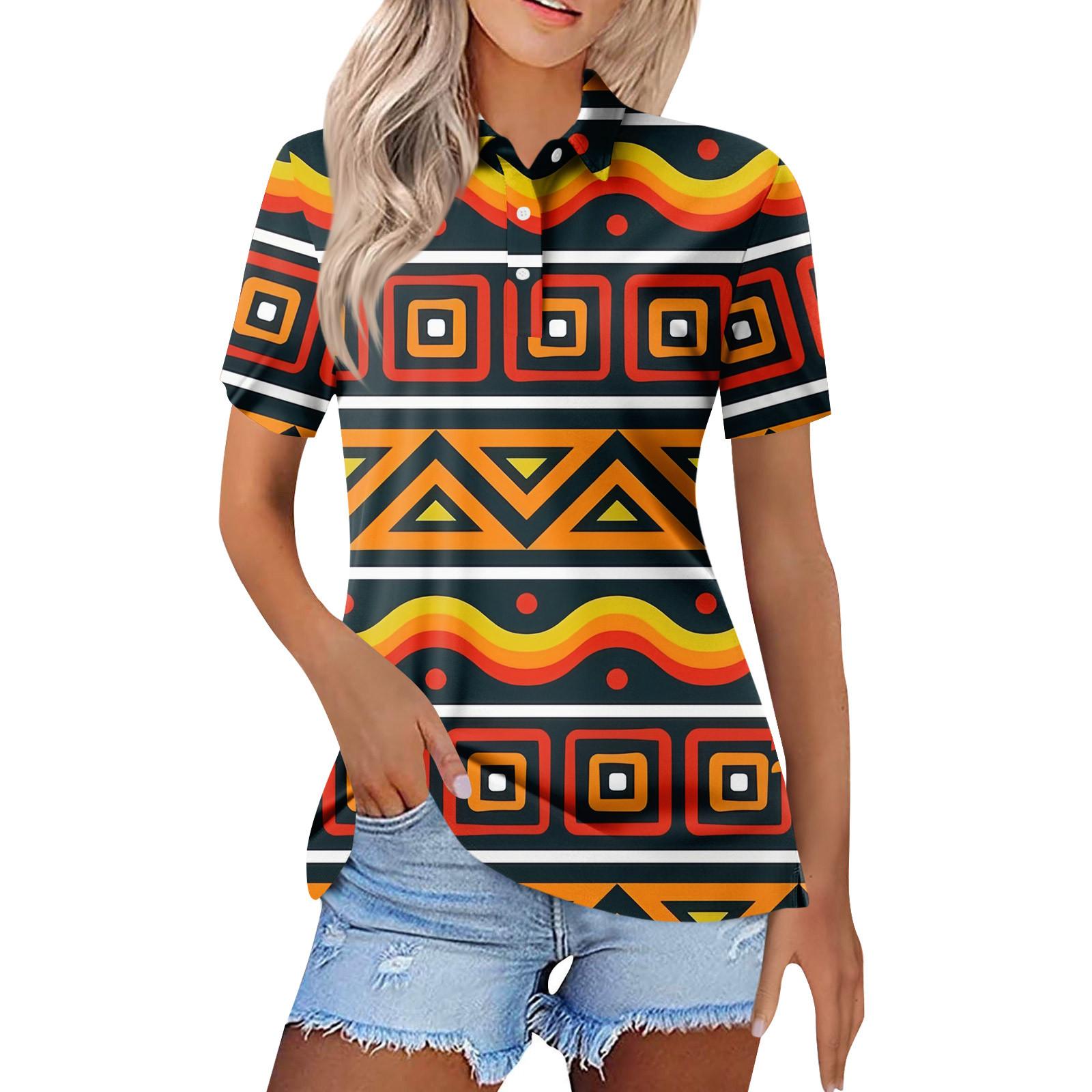 

Женская мода повседневная пуговица с коротким рукавом и принтом на лацканах L киноварь