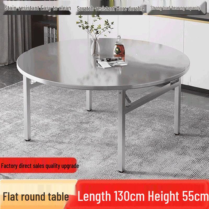 304 Stainless Steel Folding Round Dining Table for Restaurant, Buffet, Outdoor, and Home Use