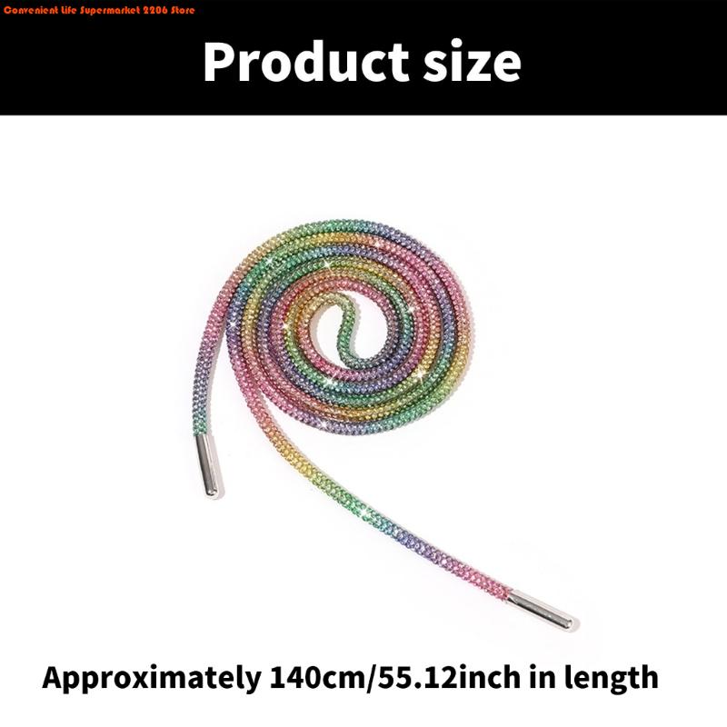 2Pcs Rhinestones Shoelaces 140cm Glitter Round Laces Shining Crystal Shoe Lace Strings Drawstring Cords Replacement