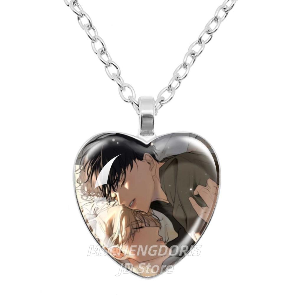 Low Tide In Twilight Anime Necklace Taeju YEO Euihyun KIM Glass Cabochon Heart Shaped Pendant Necklace Charm Jewelry Gift