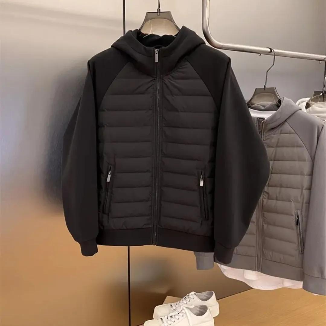 

Ретро осенне-зимняя куртка с капюшоном мужская хлопковая на подкладке лоскутная куртка легкая теплая верхняя одежда повседневная однотонная модная утолщенная куртка новая Asian size L чёрный