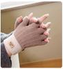 Half finger flip gloves winter ladies cute fleece cold-proof warm wool knitted autumn and winter dew fingers