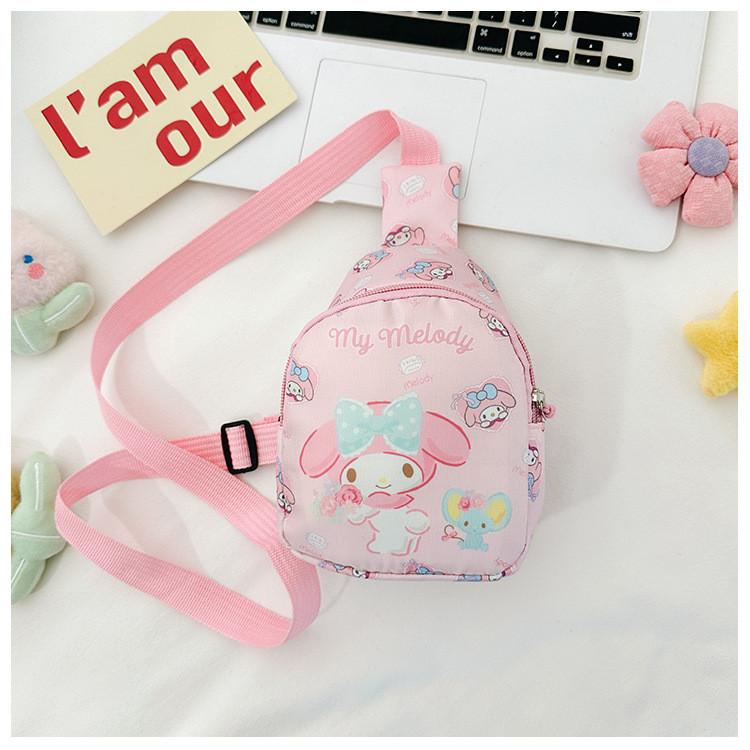 Hello Kitty Kids Crossbody Bag Lightweight Nylon Chest Pack For Daily Essentials Unisex Design