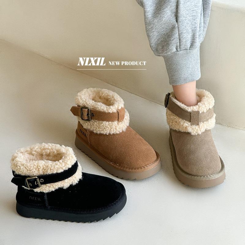 Winter new girls snow boots frosted cotton boots fashion goat cake wool children's warm boots