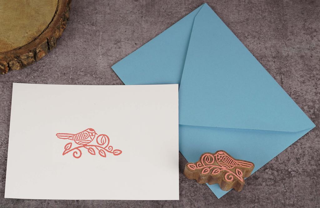 IBA Indianbeautifulart Textile Printing Block Bird & Leaf Hand Carved Wooden Stamp Wood Block Printing Textile Stamps For Fabric  Pottery