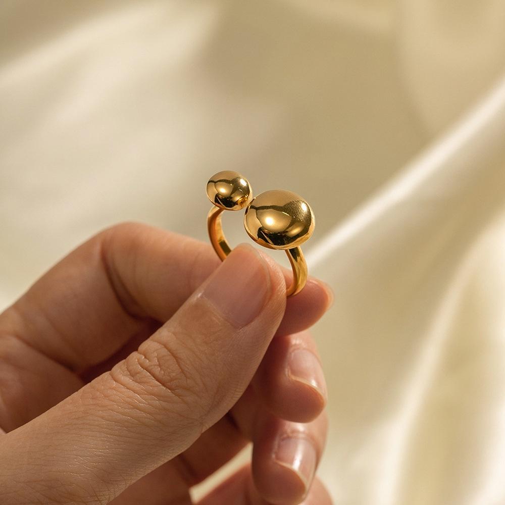 Trendy Ins Wind Cross-border Geometric 18k Gold Stainless Steel Water Drop Ring Durable Stainless Steel Material