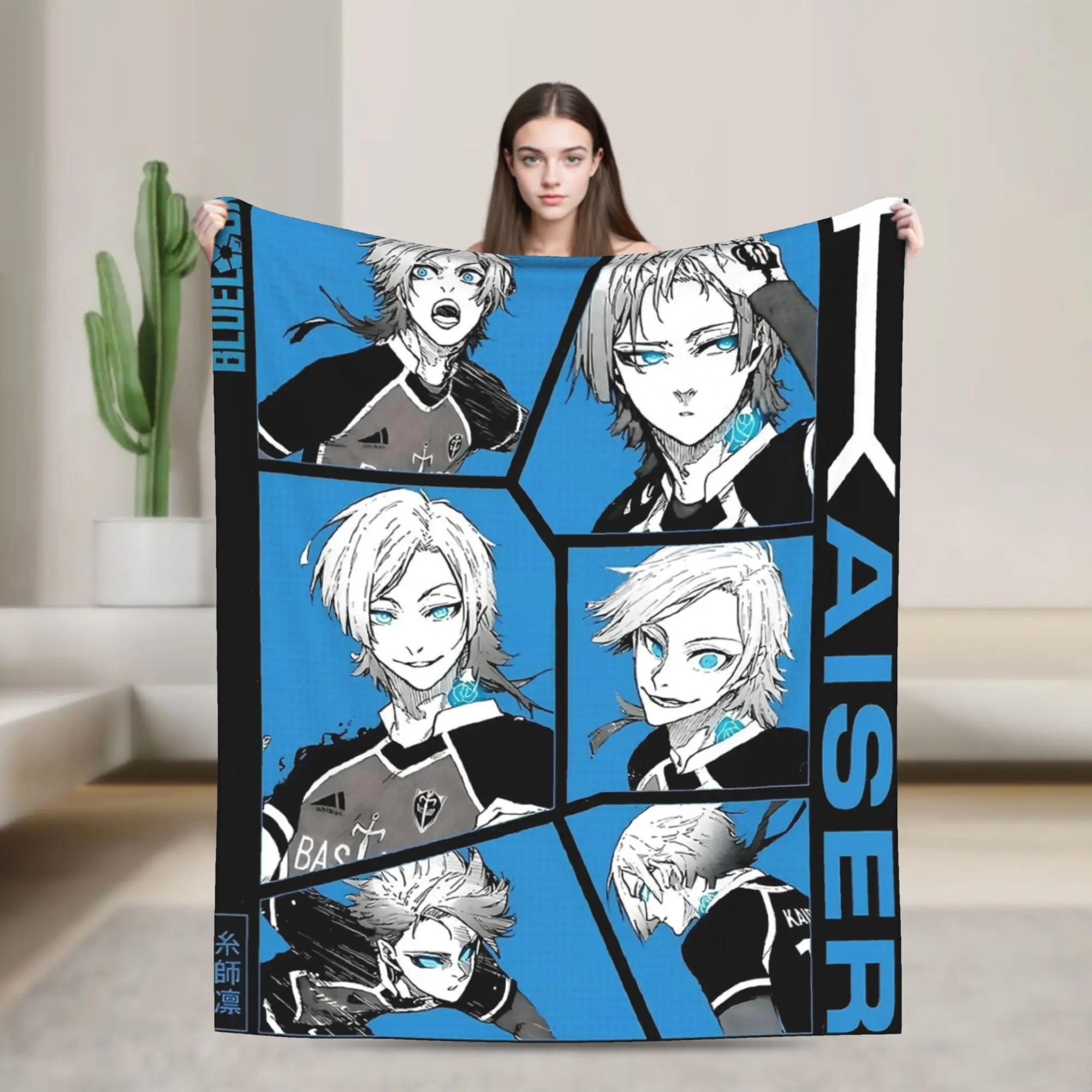 Exquisite Fashion Items Unisex Blue Isagi Yoichi Lock Blanket Multiple Sizes Soft Fuzzy Plush Manga Throw For Sofa Couch Bed