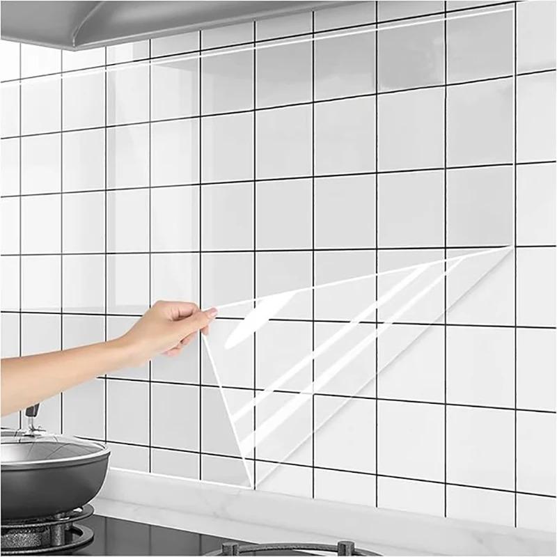 Transparent and detachable anti oil contact protective film wall sticker kitchen bedroom wall electrostatic wallpaper
