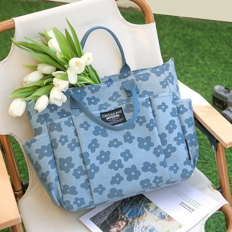 Женская вместительная сумка-тоут, портативная сумка-мессенджер синий