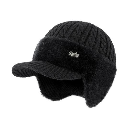 Knitted Hat with Ear Protection Moisture-Wicking Fabric Warm Breathable Design Soft Fleece Lining Sports Hat Winter Cold Weather Gear