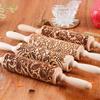 1 Pcs Wooden Sunflower Embossed Rolling Pin with Pattern for Kitchen Pastry Baking Tools Deep Engraving Cookies Stamp Tool