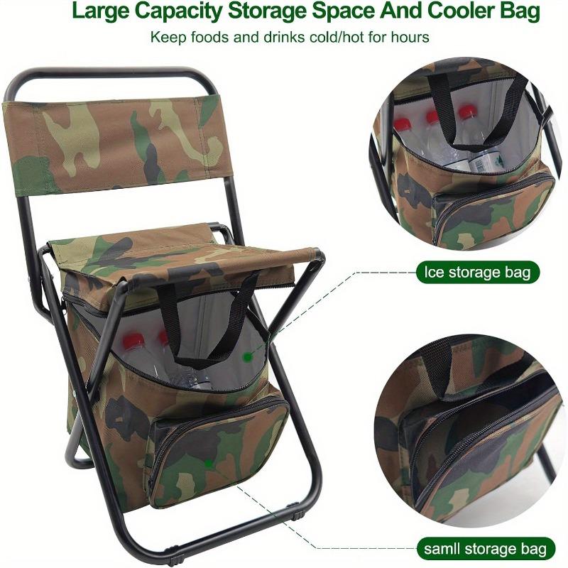 1PC Foldable Camping Chair with Cooler Bag Light Weight Fishing Chair Compact Folding Stool Seat