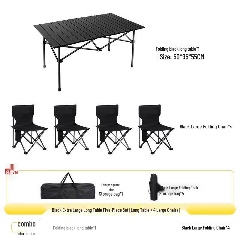 Portable Outdoor Folding Table and Chair Set - Egg Roll Design for Camping and Fishing