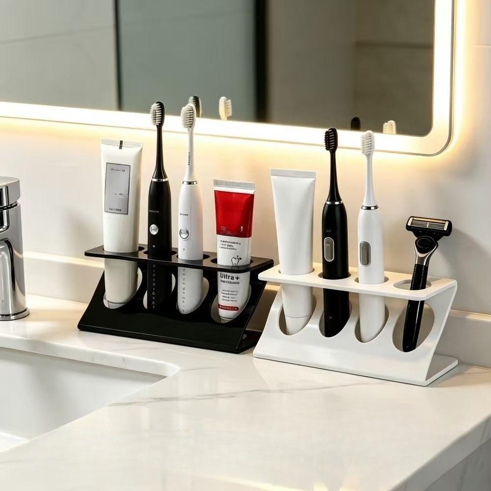Multipurpose Toothbrush Holder Bathroom Tabletop Multifunctional Drain Rack Household Vanity Desktop Toothbrush Base Support