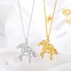 2025 New Horse Brings Wealth Zodiac Horse Necklace 3D Pony & Gold Ingot Cute Horse Pendant
