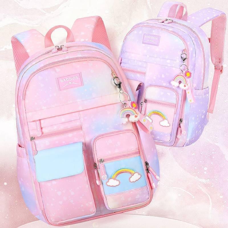 Adorable Geometric Pattern Lightweight Kids Backpack For Boys And Girls In Rainbow Colors