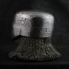 Hammered 18 Gauge Steel Medieval Blackened Great Knight Crusader Helmet W Chain