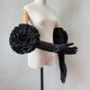 Satin Rose Flower Long Gloves – Detachable Bridal Arm Warmers for Wedding, Evening Gown & Photo Shoot