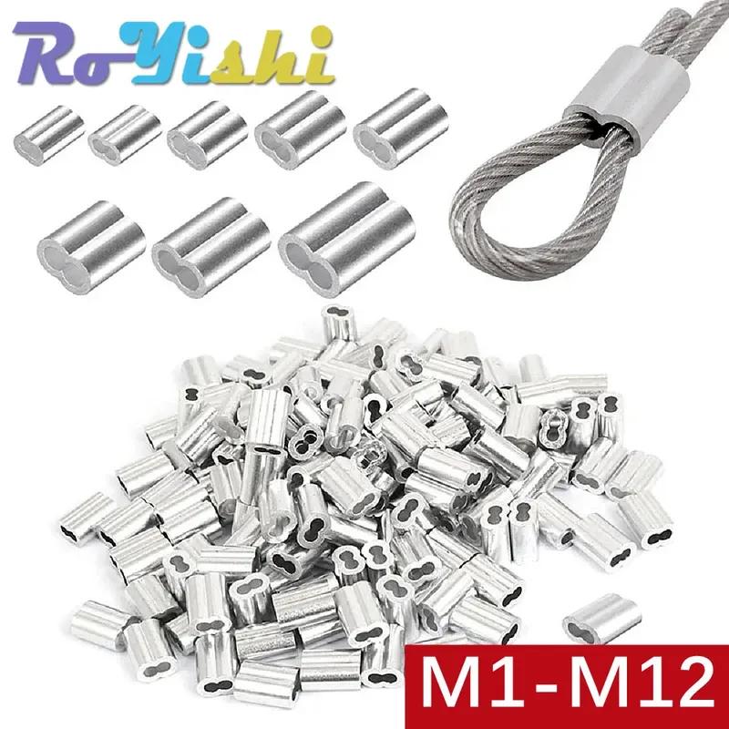 1-100 szt. Podwójny Oplot Zaciskowy do Kabli M1 do M12 Końcówki do Przewodów Aluminiowe Zatyczki do Lin Kształt 8 Akcesoria Sprzętowe do Zaciskania Lin