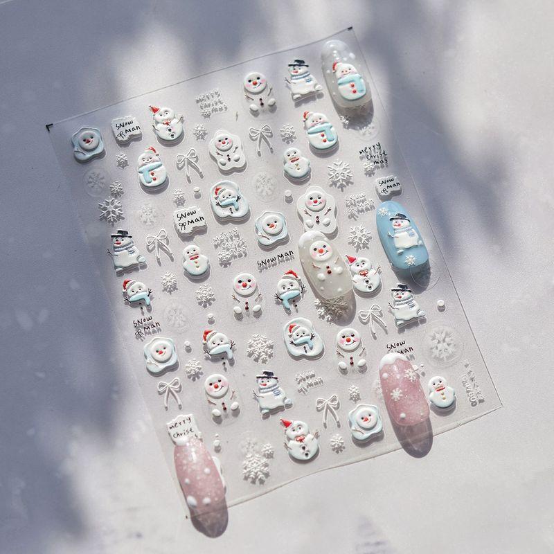 

Japanese Style New Nail Stickers Paper Net Red Best Selling Bright Crystal Rabbit Bear Snowman Stickers [Send Tweezers]] Lovely Snowman