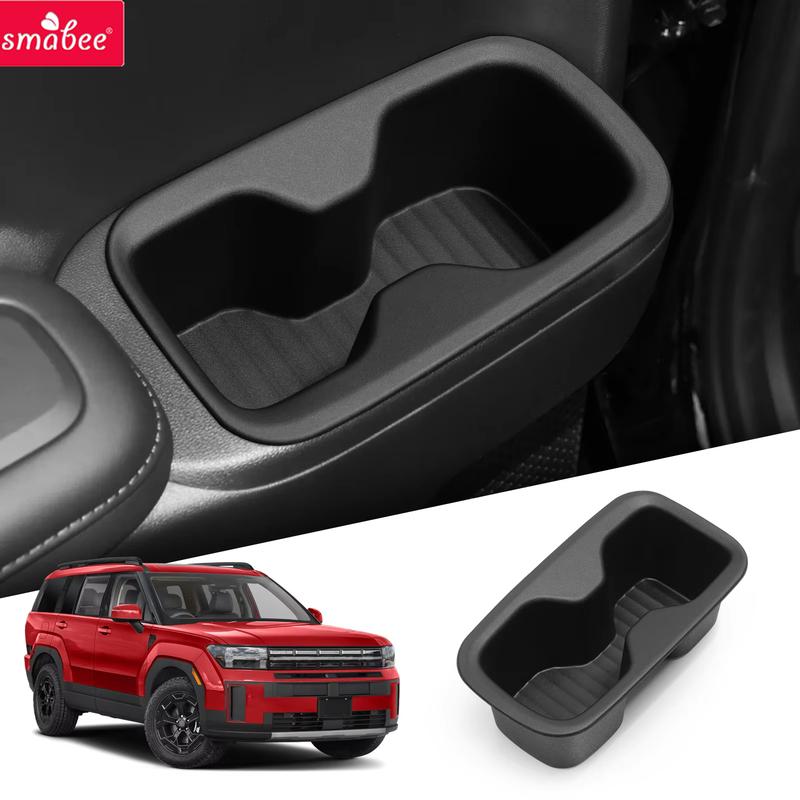Smabee for Hyundai Santa Fe 6/7 Seats 2024-2026 (2 Row Only) Door Side Cup Holder ert Shock-Absorbing Storage Tray 2pcs