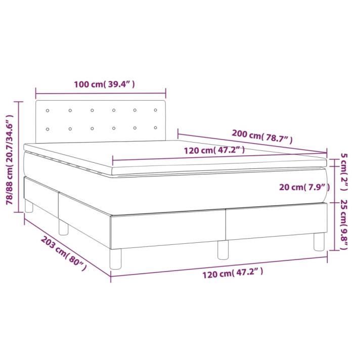 VidaXL Lit à sommier tapissier avec matelas Noir 120x200 cm Tissu - Modèle 3140923