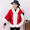 931# Women's Versatile Cheongsam Cloak: Fleece-Lined, Faux Otter Fur Collar Shawl, Thickened for Warmth