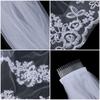 New White/Ivory One-tier Bridal Wedding Veil with Comb Edge Applique Tulle Lace