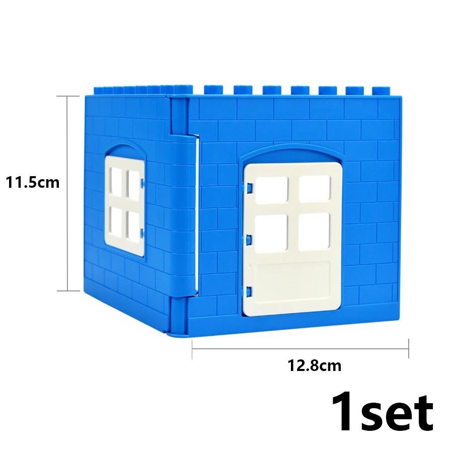 Big Size Building Blocks House Furniture Assemble Wall Fence Roof Door Window Construction Large Bricks Toys Compatible Duploes