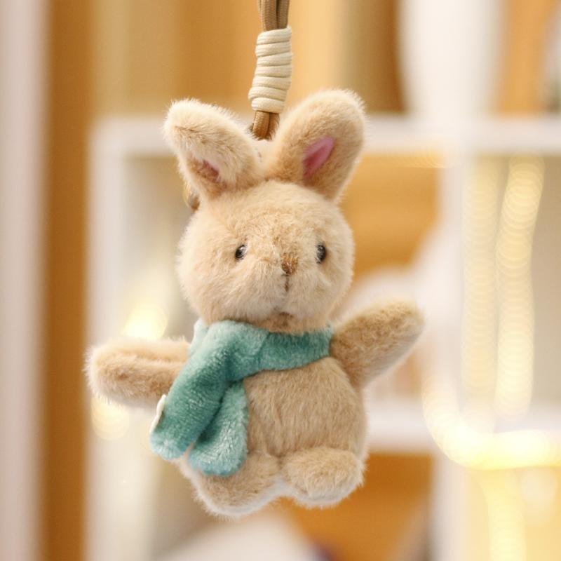 Plush Rabbit Scarf Doll Keychain Toy Animal Pendant Backpack Decoration Gift