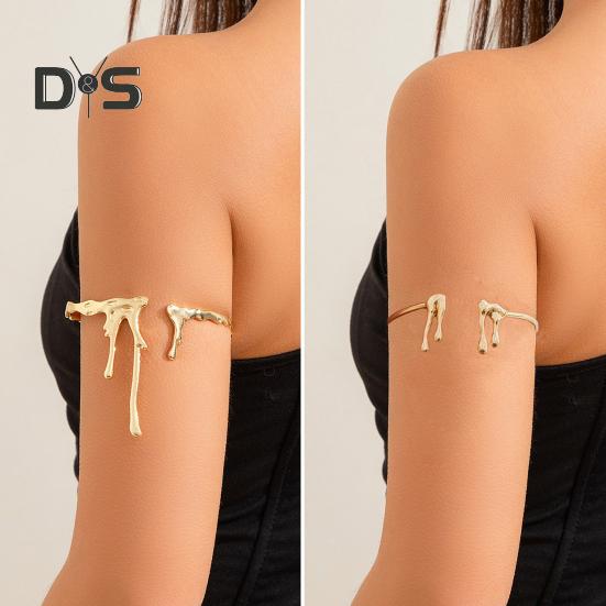 Women Arm Bracelet Liquid State Arm Cuff Adjustable Opening Design Bangle Retro Style Arm Jewelry Gift