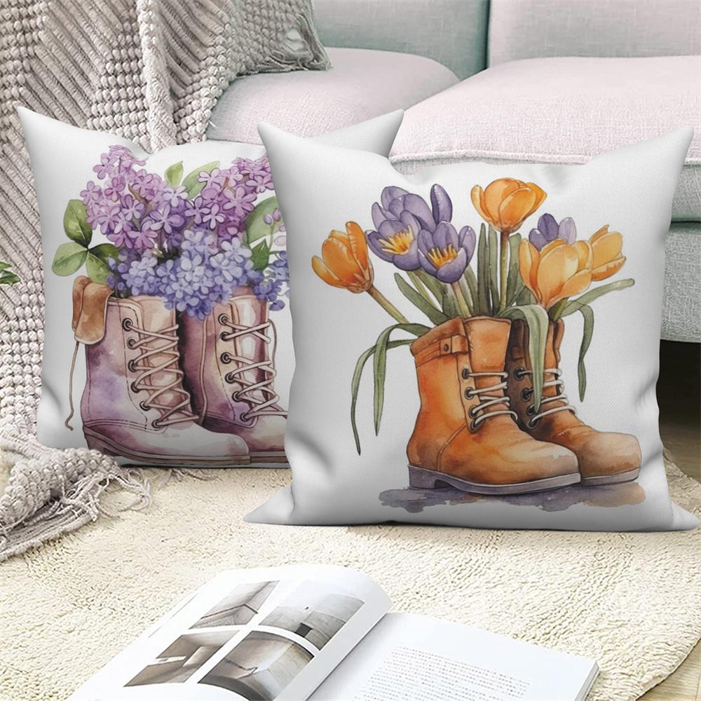 Květinový potisk Dekorativní povlak na polštářek na pohovku auto obývací pokoj Květina Rostlina Polštář