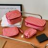 New Red Grid Makeup Bag Multi-size Portable Cosmetic Pouch Handbag Travel