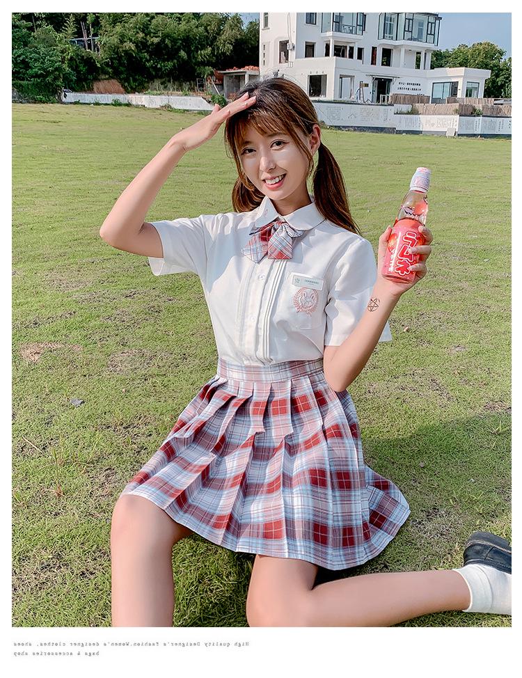 Gentle JK Plaid Pleated Skirt - High Waist Japanese School Uniform for Women