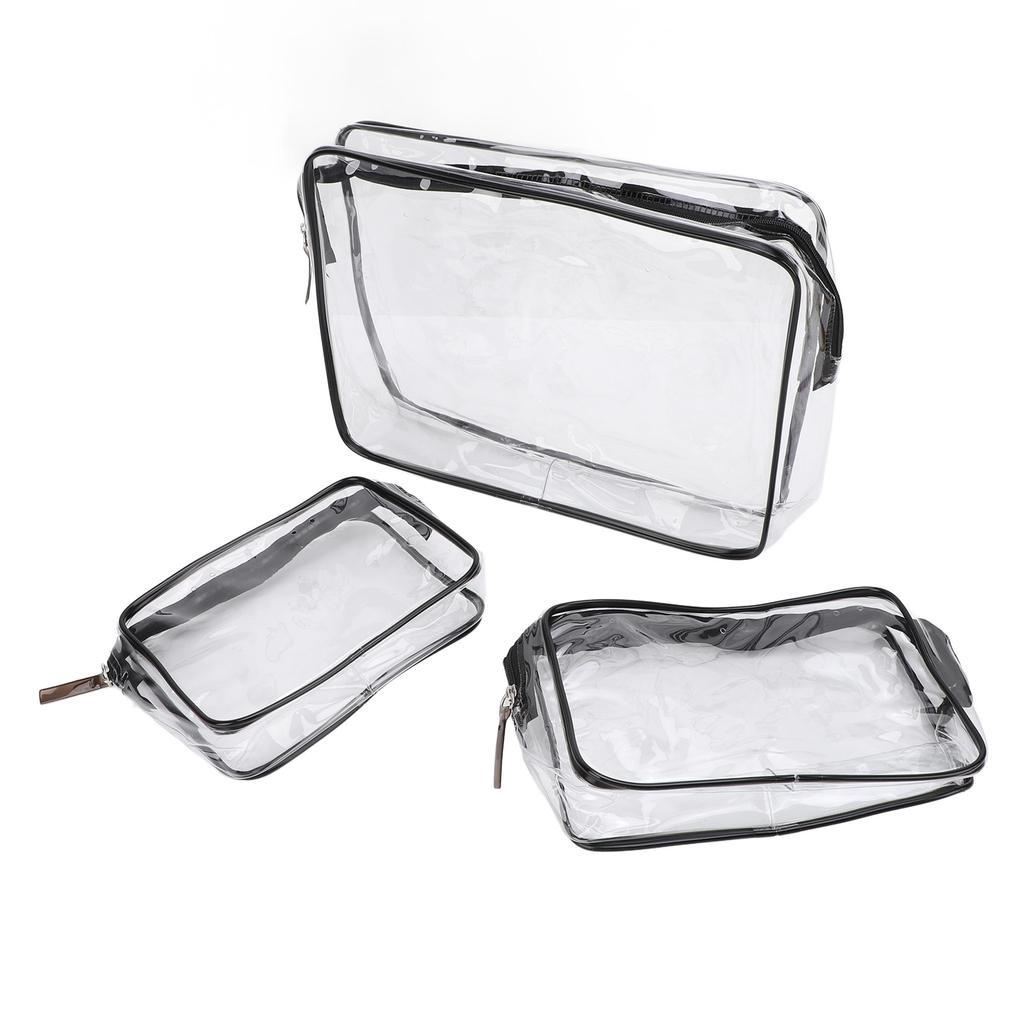 3Pcs Clear Insert Bag Transparent Makeup Toiletry Brush Zipper Insert Inner Bag Divider Storage Orga