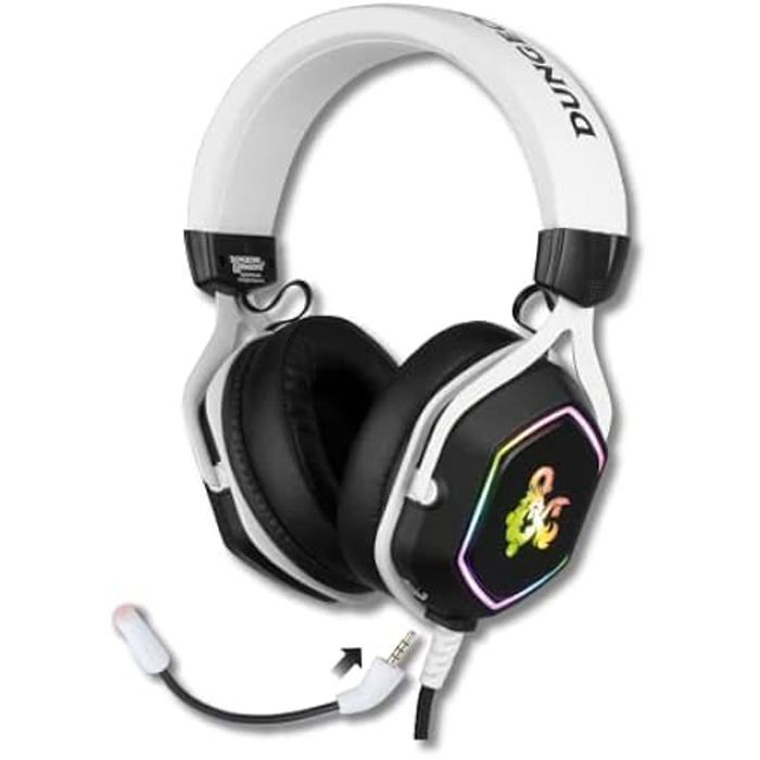 Casque Gaming Filaire - KONIX - Dungeons &amp; Dragons - Son 7.1 - Micro amovible - Rétroéclairage rouge