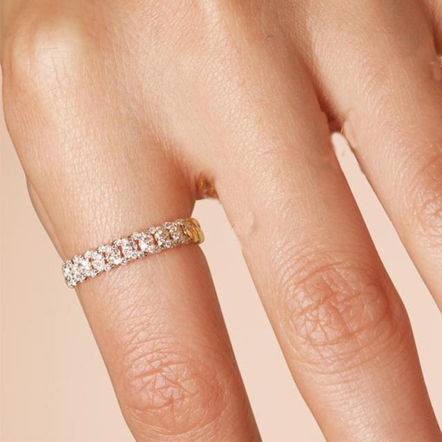 Dainty Minimalist Stacking Ring For Women Trend Cubic Zircon Gold Color Crystal Finger Accessories for Female Jewelry Gift R737