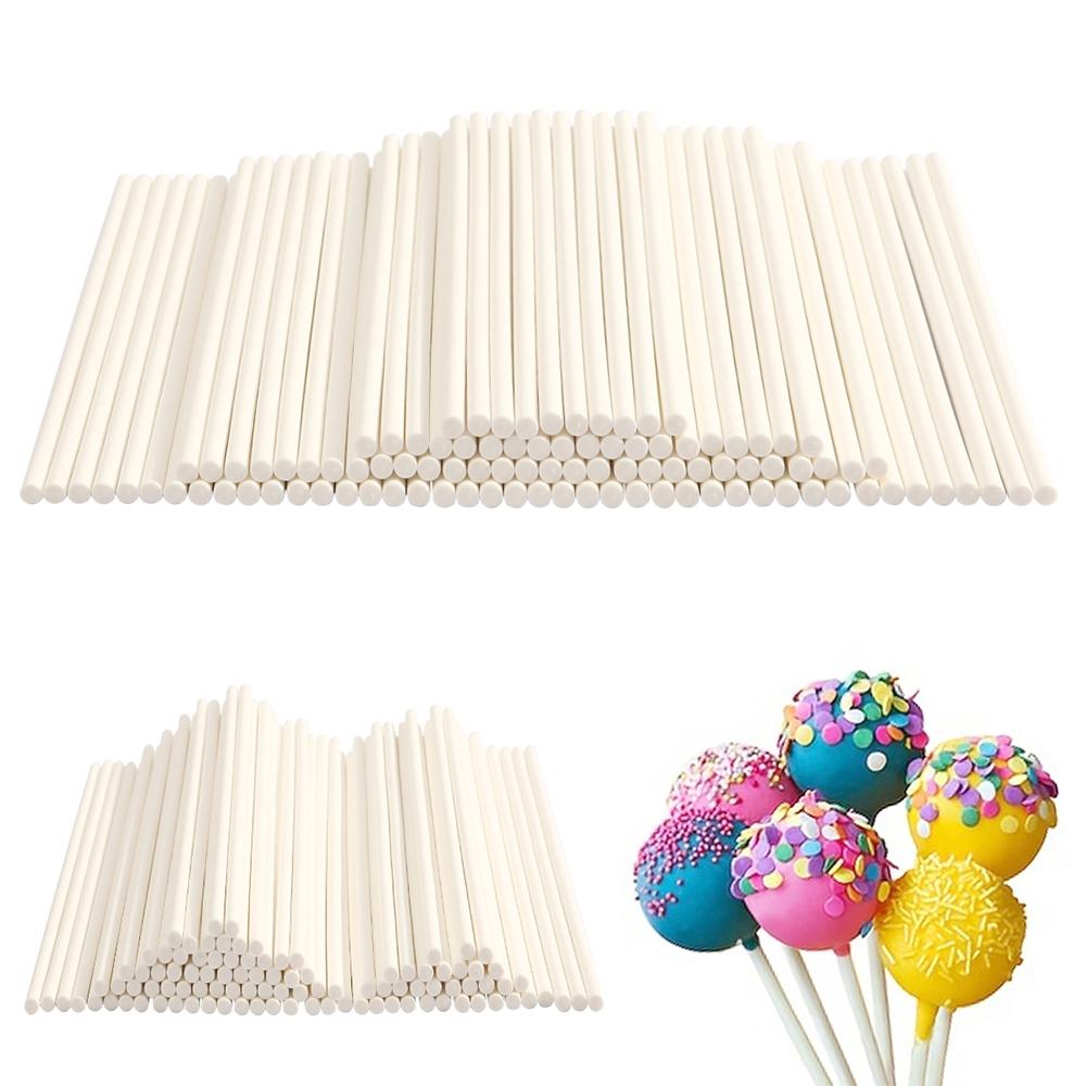 100Pcs Chocolate White Paper Lollipop Stick Great Reusable Candy Dessert Bakeware Kitchen Dining Bar Home Garden Candy Decor
