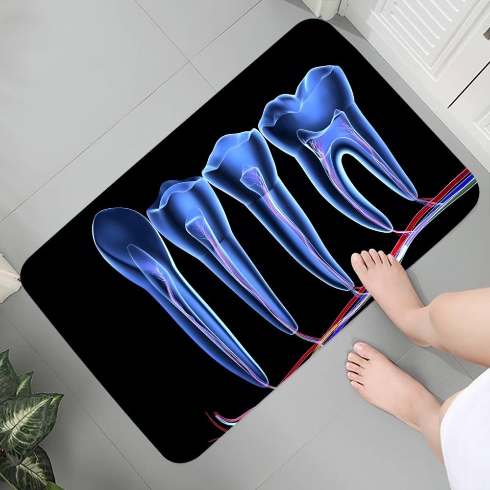 The Dentist Tooth Floor Mat Graphic Printed Flannel Doormats for Bathroom Kitchen Entrance Carpet Home Decor