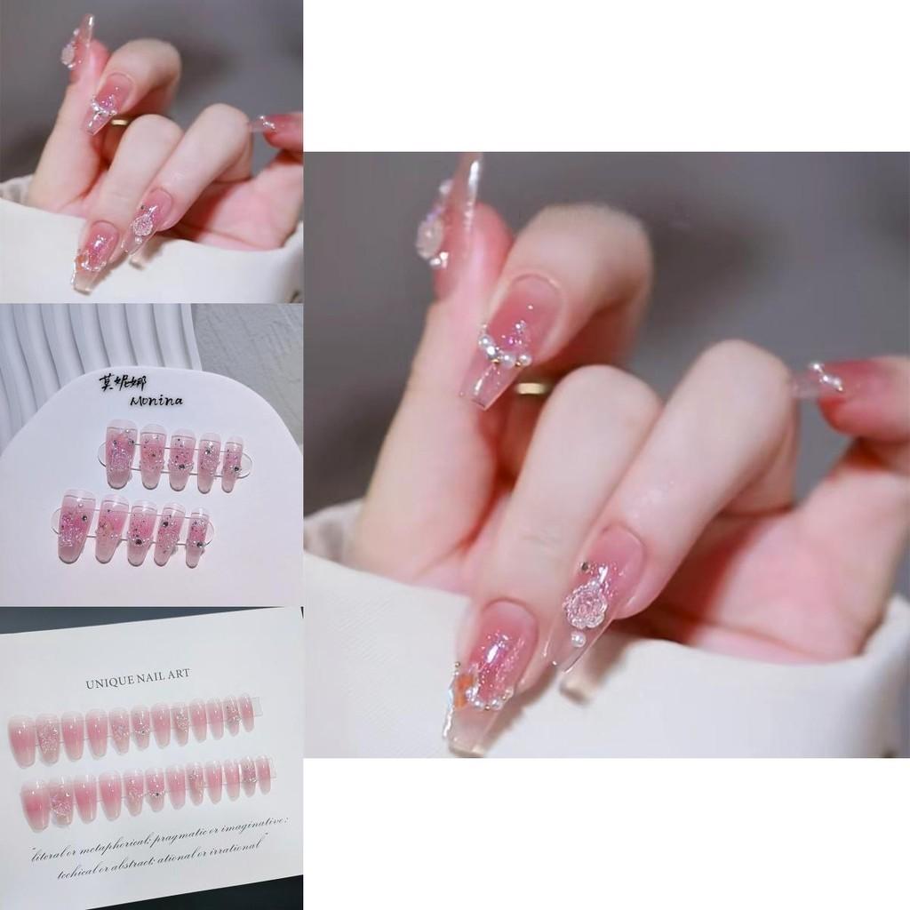 B461 Nail Piece Beautifully Handcrafted Ice Blue And Wholesale False Nails