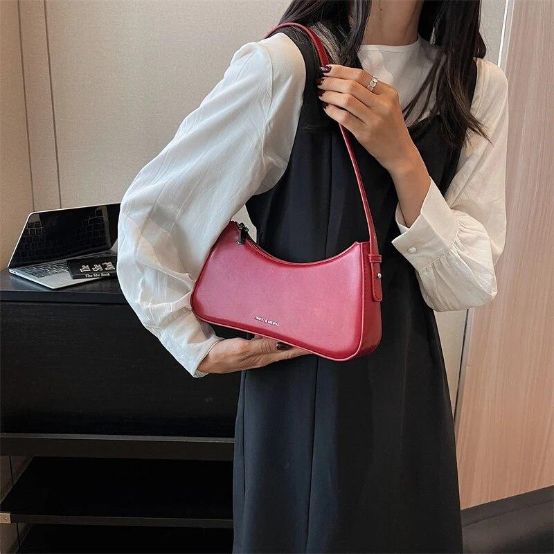 Small Cute Underarm Shoulder Bags for Women 2026 Winter Trend Design Leather Handbags and Purses Silver Hand Bag