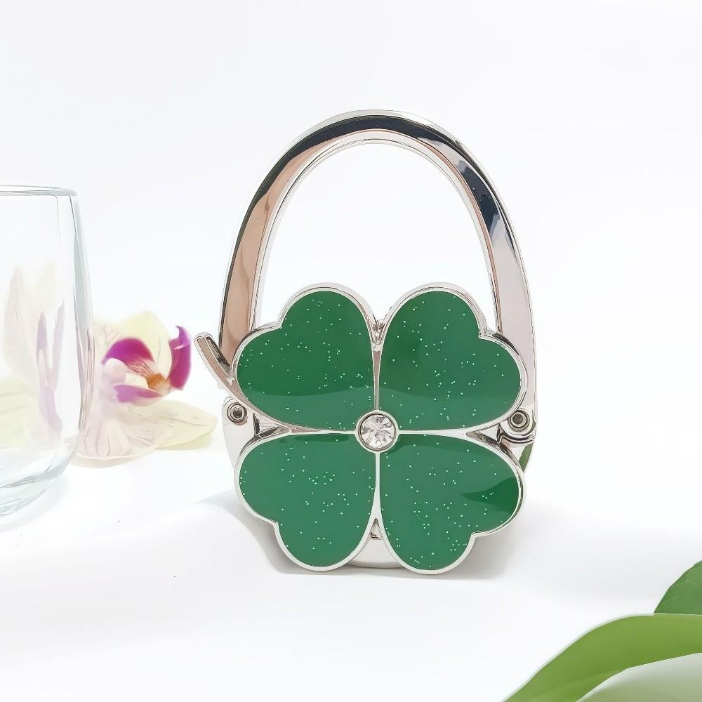 Fashion Foldable Handbag Hook for Women Four-leaf Clover Creative Purse Holder Portable Durable Bag Hanger for Table